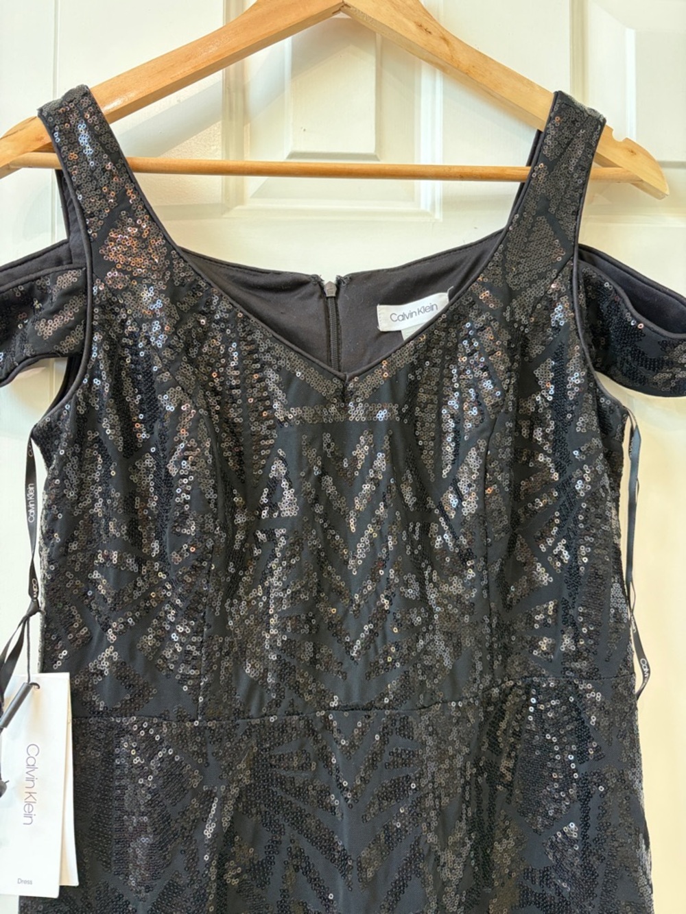 Calvin Klein Black Sequin Cold-Shoulder Cocktail Dress